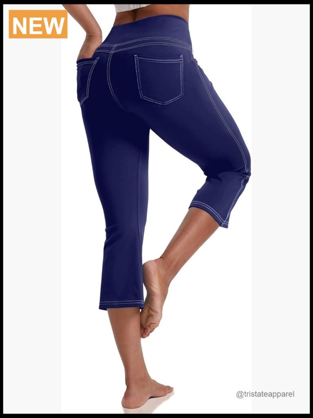High Waisted Capri Leggings with Pockets 21" Inseam Yoga Crop Pants